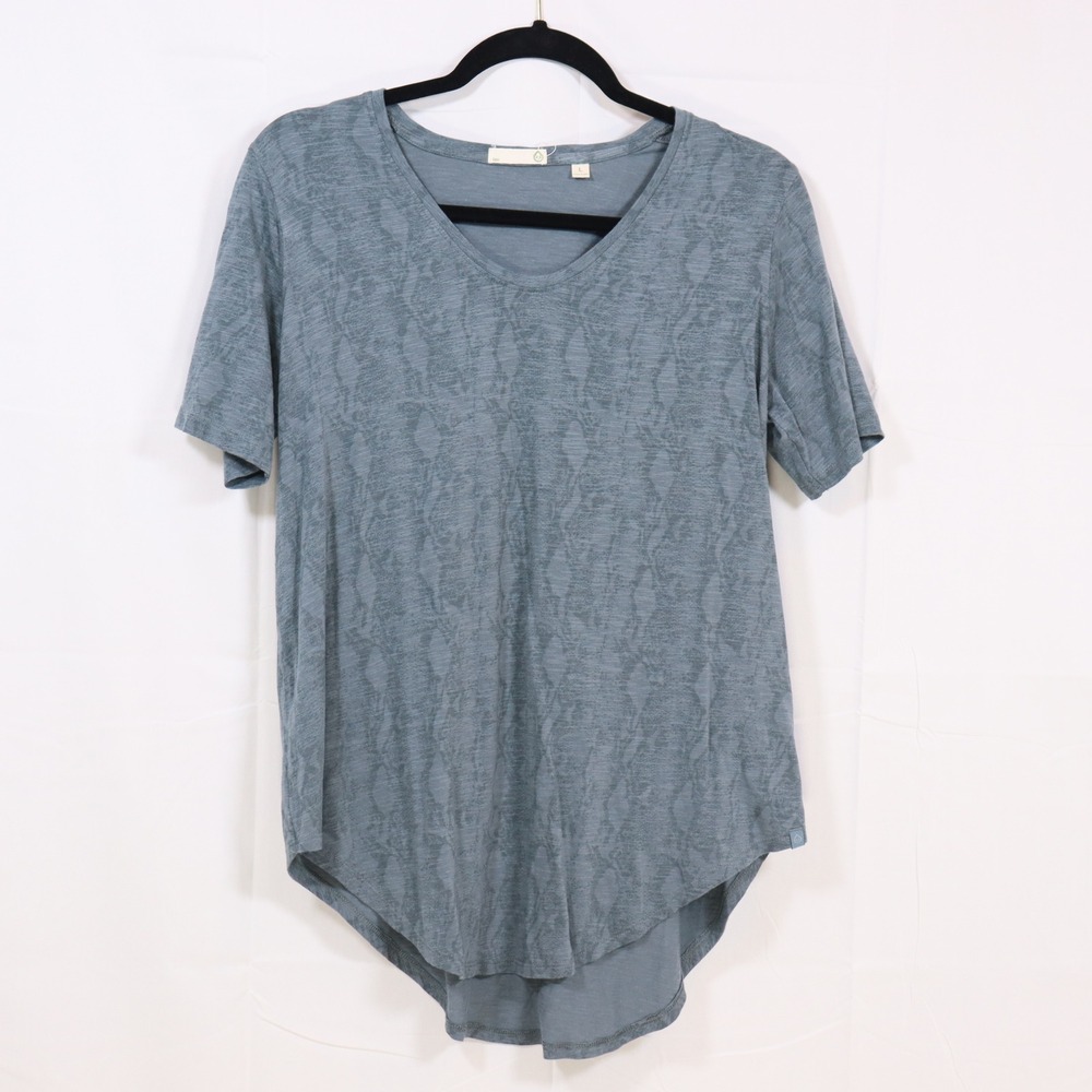 tasc Performance T-Shirt L Blue Womens Bamboo Cotton V-Neck Active Top